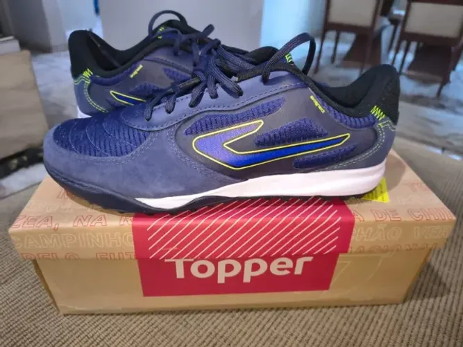 Chuteira Society Topper Letra IV Cor Azul Tamanho 41 Nova(Original na Caixa)