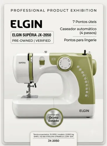 Máquina de Costura Elgin Supéria JX-2050 - Portátil, Completa e em Ótimo Estado