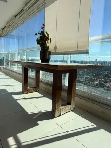 Mesa de Jantar em MDF com tampo de vidro (2,0 x 80)