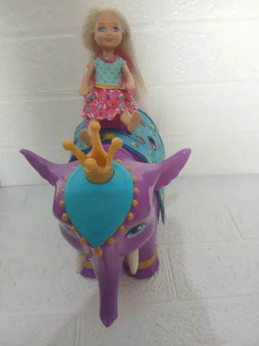 Boneca Chelsea e Rei Elefante Roxo Barbie Dreamtopia Mattel - Original Perfeito Estado