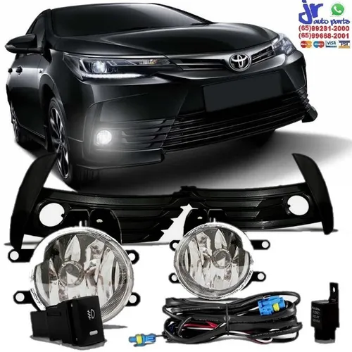 Kit Farol de Milha Corolla 17 18 Auxiliar Neblina com Moldura preta