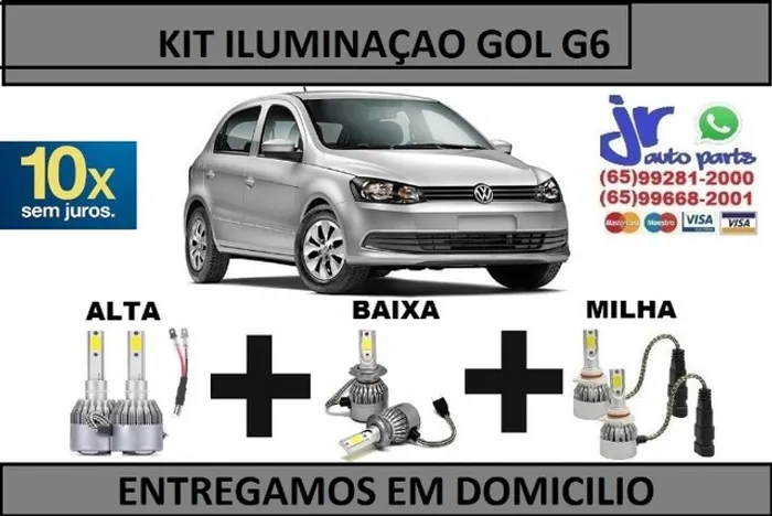 Kit Lampada Ultra Led Gol G6 6000K 12V 24V