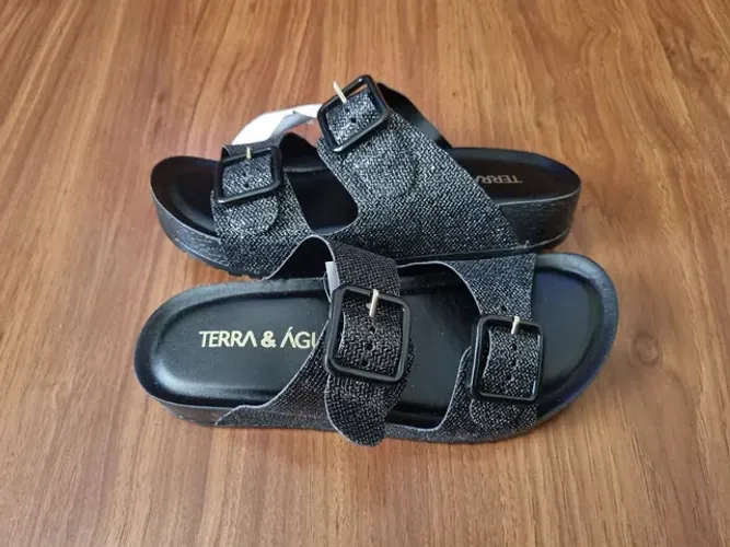 birken terra e água confort preto glitter de fivela<br>- entrego
