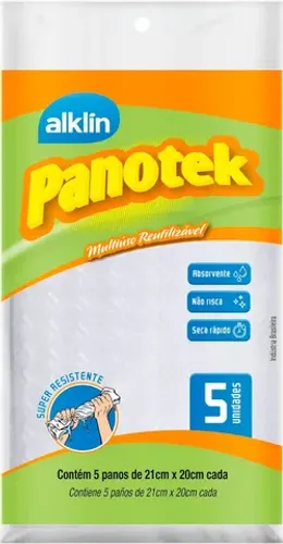 Pano Panotek Multiúso Reutilizável 21 x 20cm 5pcs - Alklin