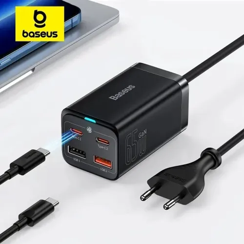 Carregador de mesa Baseus Gan turbo 4 em 1 para Macbook Celular 