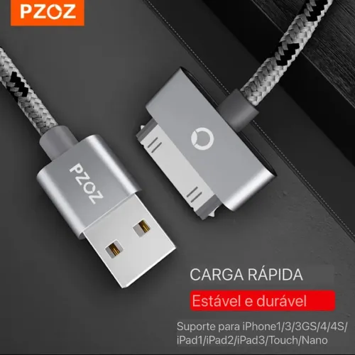 Cabo Ipad Ipod Carregador Usb 30 Pinos Iphone 4 4s Nylon Reforçado