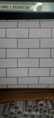 Papel de parede vinil tijolos branco