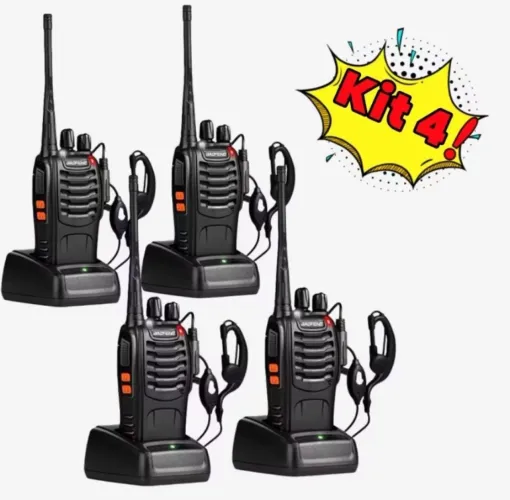 Kit 4 Rádio Walkie Talkies - Novo - Com Fone de Ouvido