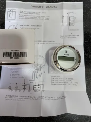 Horímetro Digital Iluminado Branco medidor de horas barco lancha máquinas utv