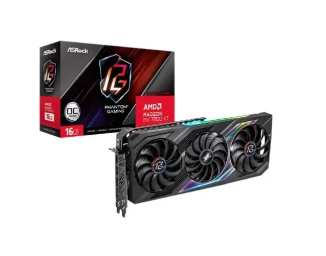 Placa de Vídeo RX 7800XT Phantom Gaming 16G OC ASRock 16GB, ARGB, Ray Tracing semin nova
