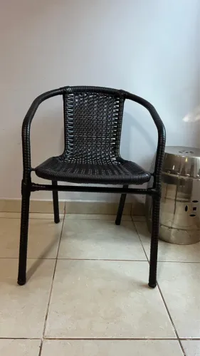 Cadeiras Poltronas Jardim/Varanda Junco Sintético - Kit com 4 (Cor Tabaco)