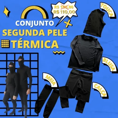 PROMOÇÃO - Conjunto Segunda Pele Inverno (Camiseta, Calça, Meia e Balaclava)
