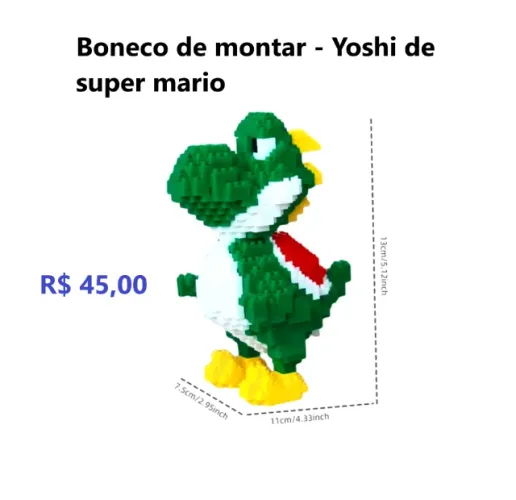 Boneco yoshi de super mario tipo lego R$ 45,00