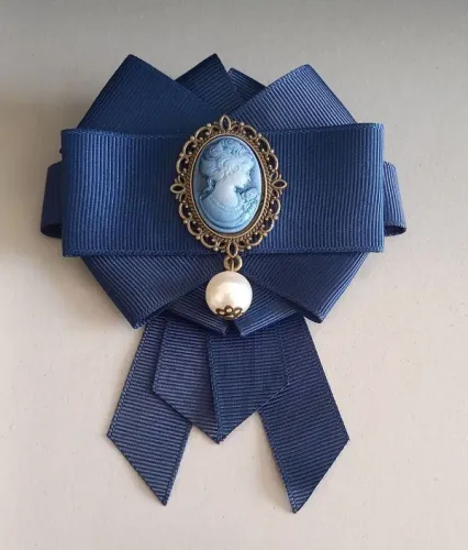 Broche de Camafeu Laço Azul (novo)