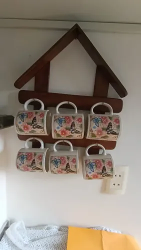 Kit Decorativo Xícaras, Potes de Tempero e Suporte Papel Toalha