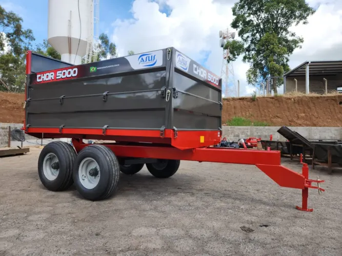 Carreta Thor 5 toneladas basculante hidráulica tandem para trator 