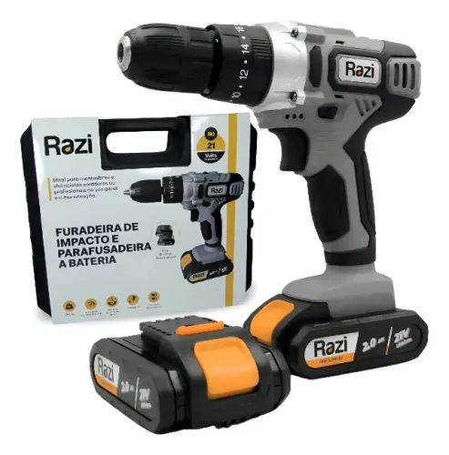 Furadeira Impacto E Parafusadeira à Bateria Com Maleta + Bateria Reserva Razi Cor Preto/pr
