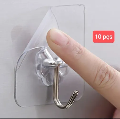 Kit de Ganchos Adesivos Transparentes - 30 peças