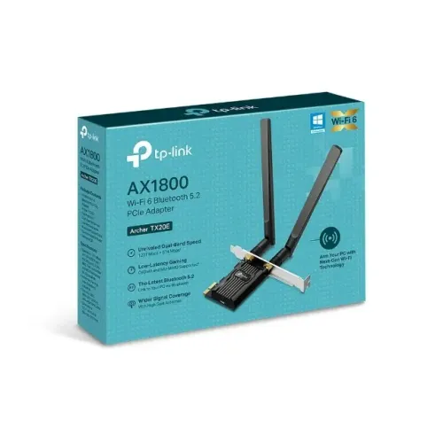 Placa de Rede PCI-e Adaptador Wi-Fi 6 -Bluetooth TP-Link Archer TX20e Ax1800 -Loja Coimbra