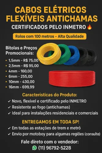 Cabos Elétricos Flexíveis Antichamas - INMETRO