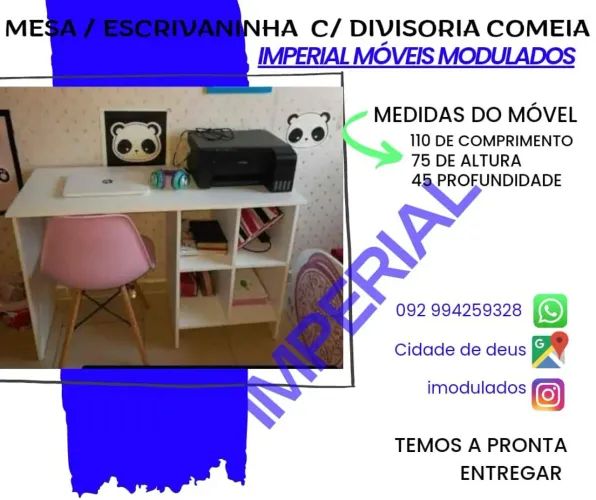 Mesa/Escrivaninha com divisória Comeia