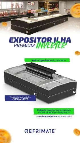 Expositor Ilha Premium Inverter - Refrigeração  de Alta Performance - NOVAS