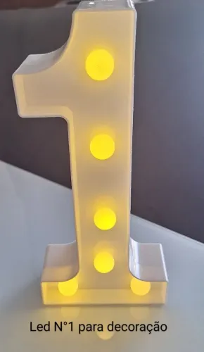 Número 1 Led para decoração de mesa 