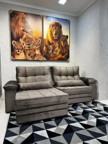sofa retratil e reclinavel suede 4 lugares