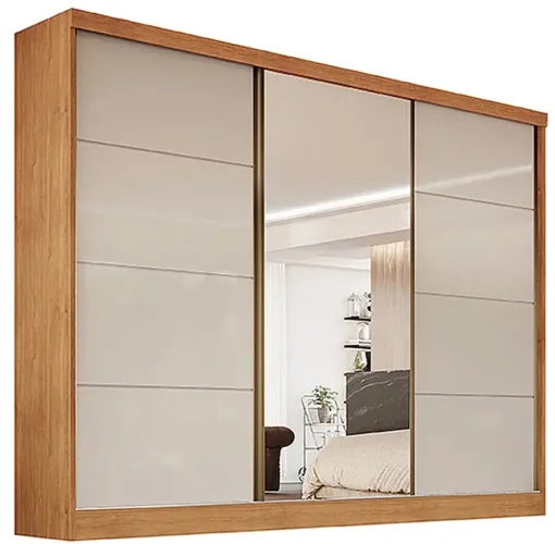 Guarda Roupa Bergamo Casal com Espelho 3 Portas 6 Gavetas p65