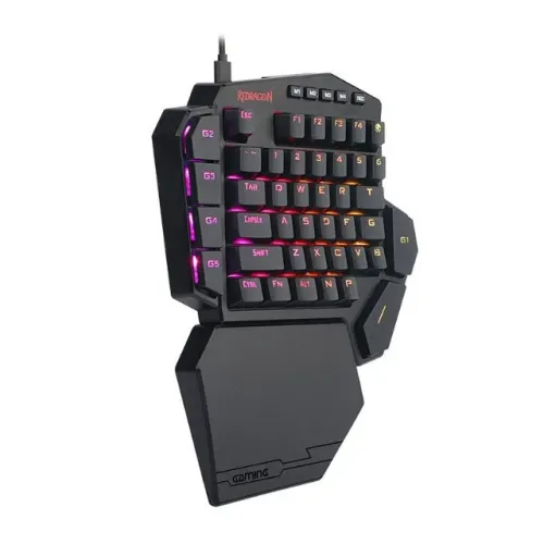 Teclado Mecânico One-Hand Redragon Diti Black RGB Switch Blue com Macro - WZetta