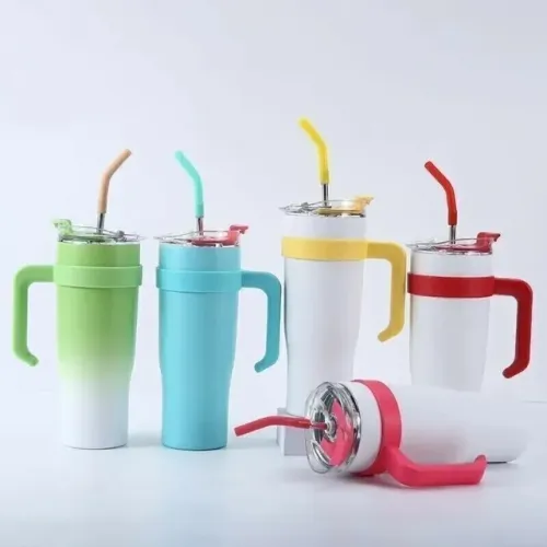 Copo Térmico 1200ml 2D com Tampa e Canudo - Mantém a Bebida Gelada ou Quente
