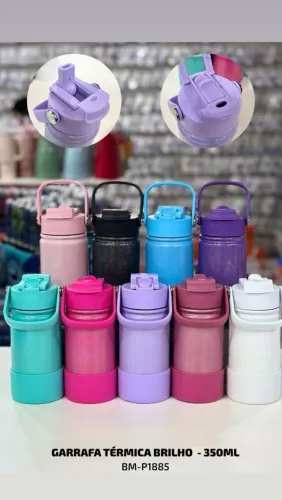 Garrafa Térmica Brilho 350ml - Diversas Cores
