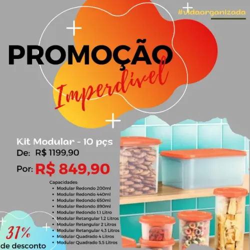 Kit Modular Tupperware 10 peças