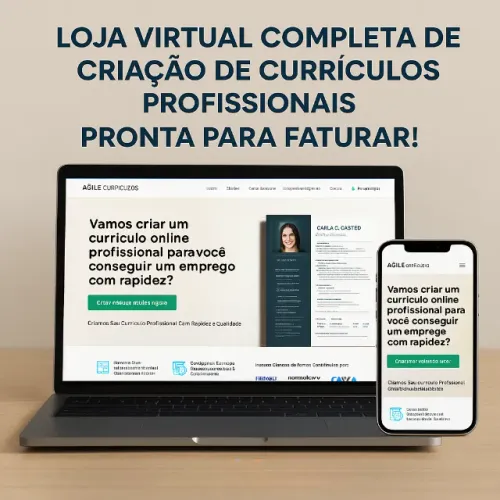 Loja Virtual Completa de Criação de Currículos Profissionais, Rentável, Pronta para Fatura