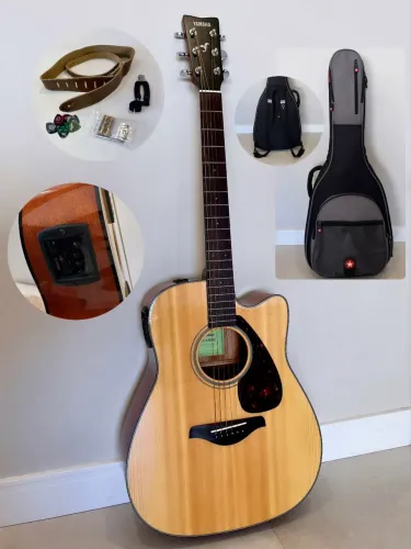 Violão Yamaha FGX800C + acessórios