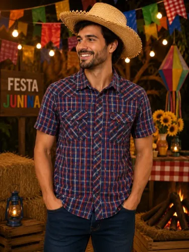 Camisa xadrez Masculino M Adulto