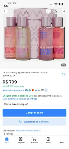 Kit 4 Love Shimmer Victoria?s Secret