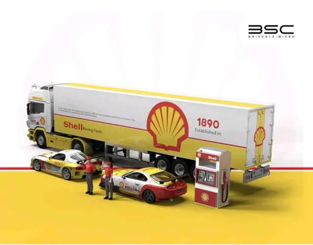 BOX/DIORAMA BSC Série Shell 1:64 (Mazda RX-7/Supra A80/Carreta Scania)