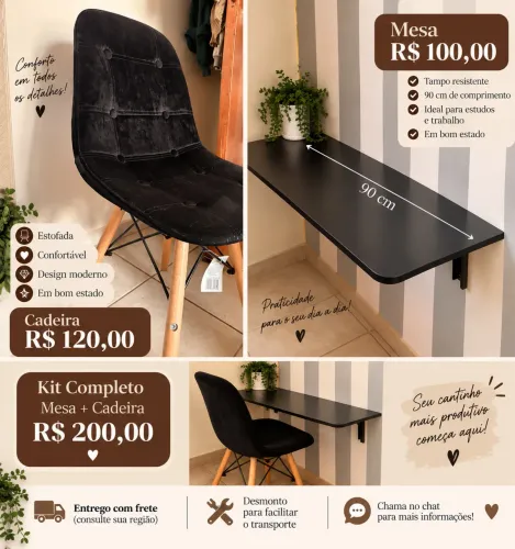 MESA + CADEIRA PARA ESTUDO | KIT R$ 200