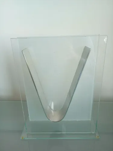 Vaso Decorativo Moderno em Vidro e Inox 31cm - Design Sofisticado