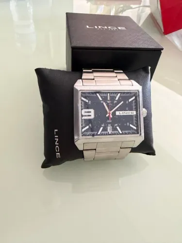 Relógio Lince Masculino Prata - Mostrador Preto + Caixa Original