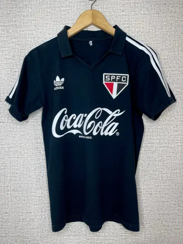 camisa spfc adidas retrô anos 80 coca-cola preta vintage