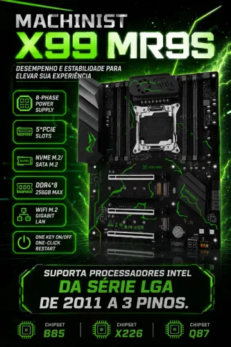 Placa Mãe X99 Lga2011-3 MACHINIST MR9S NOVA,ZERO BALA