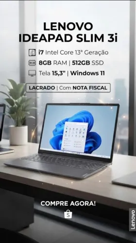 NOTEBOOK LENOVO INTEL CORE i7 13 GERACAO 8GB/512 Tela 15,3