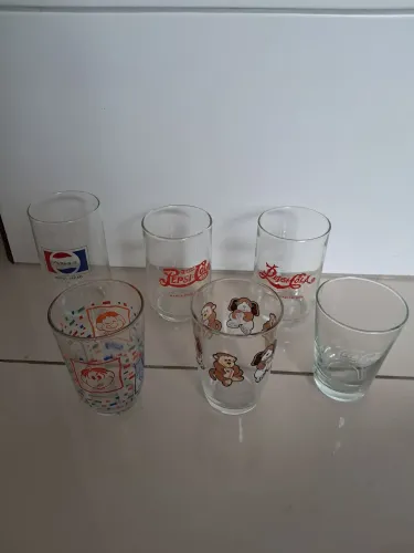 Copos anos 80 e 90 Parmalat, Pepsi, Turma da Mônica e Coca Cola 