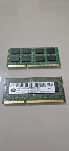 Par de Pente memória RAM notebook 2GB cada (4GB)
