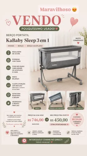 BERÇO PORTÁTIL KaBaby Sleep 3 em 1