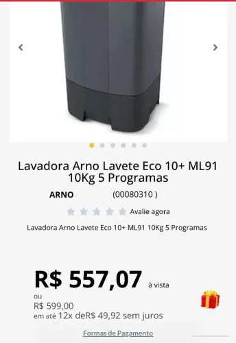 Lavadora Arno Lavete Eco 10kg super conservada! 