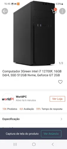 Computador intel i7 12700f Windows 11 pro ativado