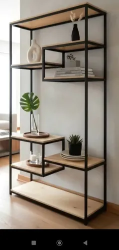ESTANTE ESTILO PARA EM AÇO E MADEIRA